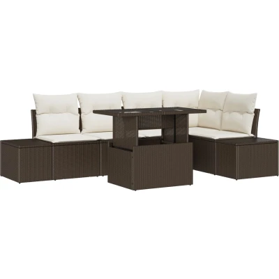 Afbeelding van vidaXL Tuin Sofa Set van 6 Bruin Rattan Sofaset Rechthoekig