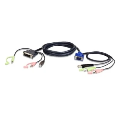 Afbeelding van ATEN 2L 7DX2U kabeladapter/verloopstukje HDB 15 Male, USB A, Mini Stereo Jack DVI I (Single Link), U