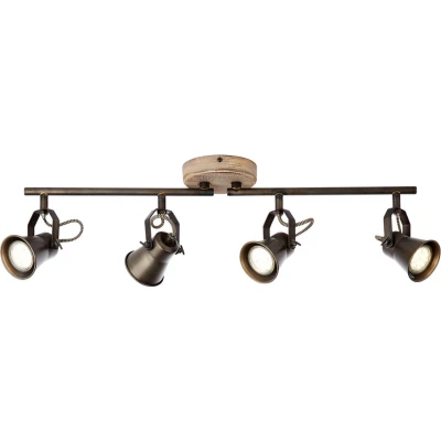 Afbeelding van Brilliant Leuchten Plafondspot Seed B 70 cm, 4 x GU10, draaibaar, metaal/hout, zwart staal/hout licht (1 stuk)