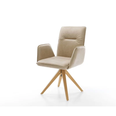 Afbeelding van Draaistoel Vinja Flex houten frame hoekig beige vintage 180 draaibaar