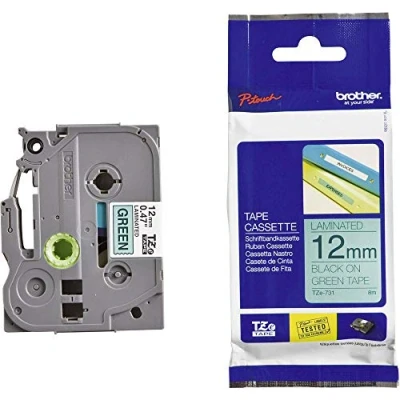 Afbeelding van Brother Original P Touch tape TZe 731 zwart op groen