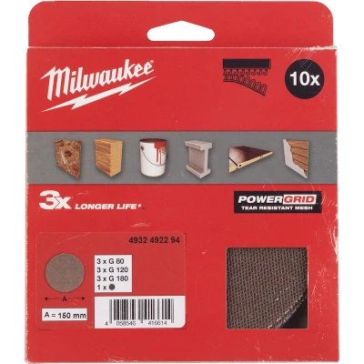 Afbeelding van Milwaukee Accessoires Schuurgaas PG Mesh &amp; Pad Saver 150 HL Set 10 stuks 4932492294