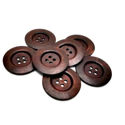 Afbeelding van Handarbeit Lieblingsladen 12 grote houten knopen koffiebruin bruin 50 mm 4 gaats mantelknopen knutselknopen knop jasknoppen om te naaien knutselen