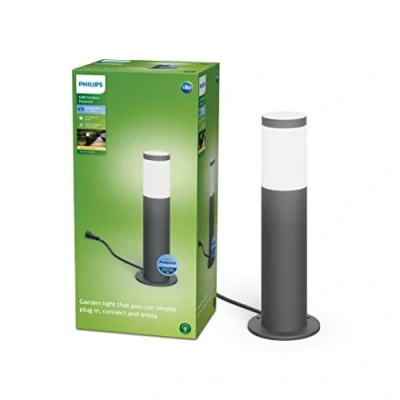 Afbeelding van Philips LED Utrecht sokkellamp voor buiten laagspanning antraciet warmwit licht 6 W