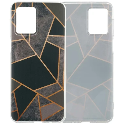 Afbeelding van Motorola Moto G54 Hoesje Siliconen en TPU (zacht) iMoshion Softcase/Backcover White Graphic Telefoonhoesje