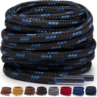 Afbeelding van Miscly Ronde Schoenveters Zware en Duurzame voor Laarzen, Werkschoenen &amp; Wandelschoenen (Zwart/Blauw, 69 cm)