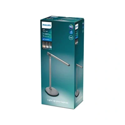 Afbeelding van Philips LED Zwaard Bureaulamp [Koel Wit Licht 4000K Grijs] 14W Opladen met USB. voor Thuis Binnen, Werk, Studie, Leesverlichting
