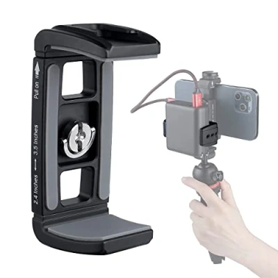Afbeelding van ARNARKOK Power Bank Klemhouder Metalen Telefoon Statief Mount, Camera Kooi, met 1/4&quot; Schroefgat, Koude Schoen Houder Clip [Dikke Case &amp; Grote Telefoons Vriendelijk], Compaitbale