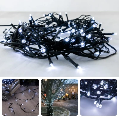 Afbeelding van Cheqo® Kerstverlichting Kerstboomverlichting Kerstlampjes Sfeerverlichting LED Verlichting Voor Binnen en Buiten Tuinverlichting Feestverlichting Lichtsnoer 80 LED&#039;s 6M Wit Timer 8 Lichtfuncties