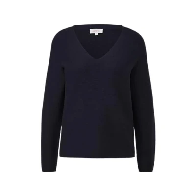 Afbeelding van s.Oliver MIT Vausschnitt Trui, Dames, Maat: 34, Navy