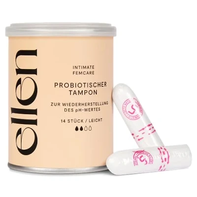 Afbeelding van Probiotische mini tampons, 14 stuks ellen® tampons verrijkt met probiotica zachte verzorging voor vaginale gezondheid