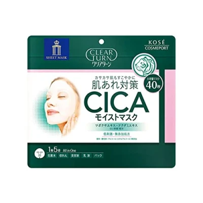 Afbeelding van Kose Clear Turn CICA Moist Gezichtsmasker, 40 stuks