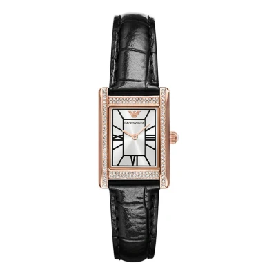 Afbeelding van Emporio Armani horloge voor dames, kwartsuurwerk en kastmaat 31 mm met roestvrij stalen, lederen of siliconen bandGitzwart goudkleurGitzwart goudkleur