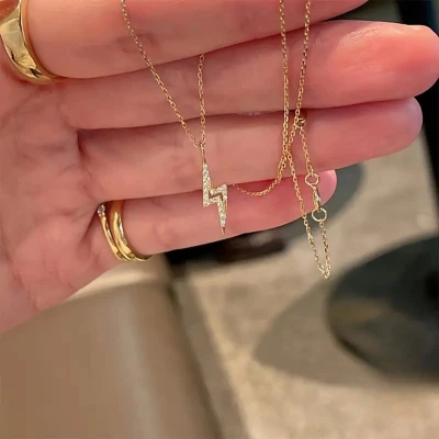 Afbeelding van 925 Sterling Zilveren Damesketting Met Bliksem Hanger