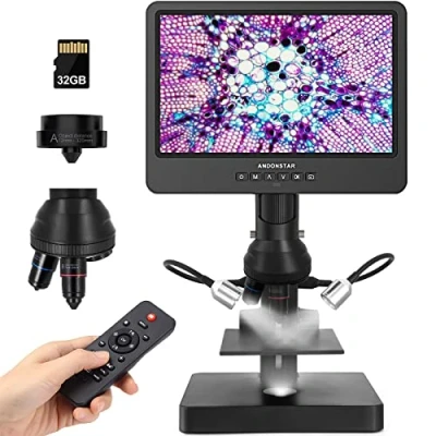Afbeelding van Andonstar AD249S P 10,1 inch HDMI digitale microscoop, 4000 x 3 lens 2160p UHD video opname, biologische microscoopkit voor volwassenen en kinderen, muntenmicroscoop foutmunten