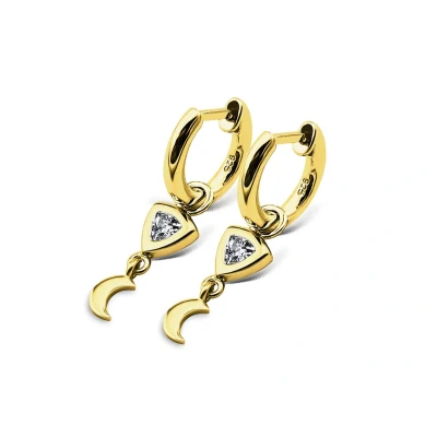 Afbeelding van Jwls4u Oorringen Trillion Moon Silver Gold plated JE018G