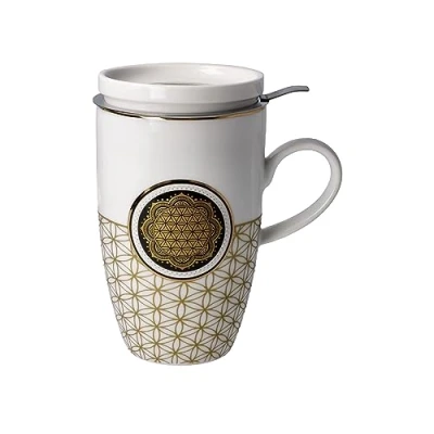 Afbeelding van Goebel Lotus Thee Mok Bloem des Levens Wit Beker porselein 450ml