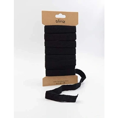 Afbeelding van Trimz Enkele visgraat katoenen lint, zwart, 15 mm x 5 m