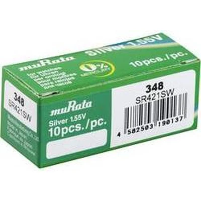 Afbeelding van Murata Knoopcel 348 1.55 V 10 stuk(s) 12.5 mAh Zilveroxide SR421SW PBWW