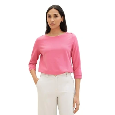Afbeelding van TOM Tailor 3/4 ARM Longsleeve, Dames, Maat: XXL, Carmine pink