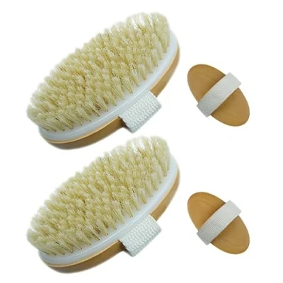 Afbeelding van URAQT lichaamsborstel, natuurlijke borstels, badborstel, peeling, massage, spa, detox, anti cellulitis, zachte huid, 2 stuks