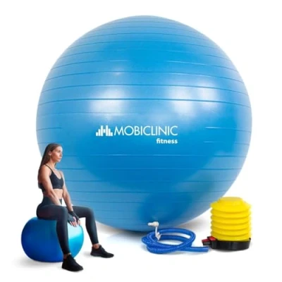 Afbeelding van Mobiclinic PY 01 Fitness bal 58 cm Anti slip Fysiotherapie Gym Inclusief inflator Wasbaar Yogabal Pilates Zwangerschaps