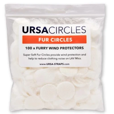 Afbeelding van URSA Bont Circles Mini Windschermen voor Lavalier/Revers Microfoons. Verminder windruis en kleding geroest. Compatibel met Sennheiser, RODE, Sanken, Tascam &amp; More (100x Cirkels Wit, Zwart)