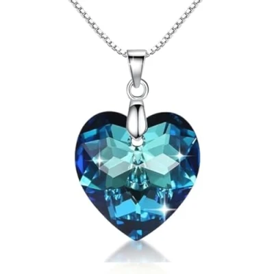 Afbeelding van Crystalline Azuria Hanger Ketting Paars Hart Met Kristallen Sterling Zilver Dames Sieraden 40cm