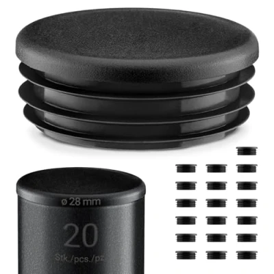 Afbeelding van Lamellenstop voor Ronde Buizen 28 mmZwart 20 Stuk Kunststof Eindkap Sluitdop Staalbuis mm doppen eindkappen sluitdoppen 2,8 cm EMFA ®