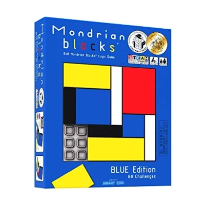 Afbeelding van Mondrian Blocks Multi Award Winning Puzzle Game, Brain Teaser, Compact Travel Game on Board, Blue Edition