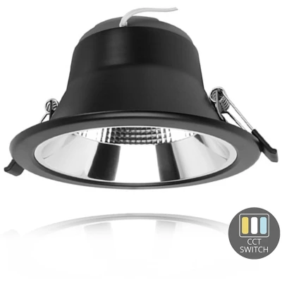 Afbeelding van CCT LED downlighter zwart reflector 12W Tri White dimbaar LED2507