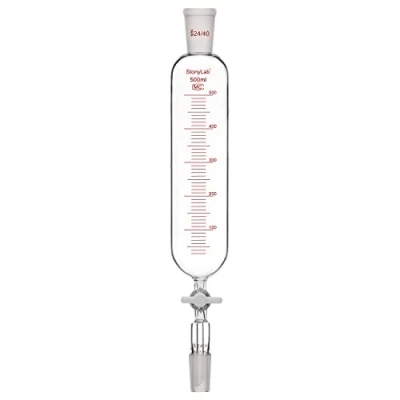 Afbeelding van stonylab Druk Egaliseren Additietrechter, 24/40 Gezamenlijke Borosilicaatglas Graduated Drop Trechter met PTFE Stopcock voor Laboratorium Aanvullend Trechter, 500 ml