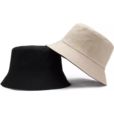 Afbeelding van Reversible bucket hat Maat S/M Zwart &amp; Beige