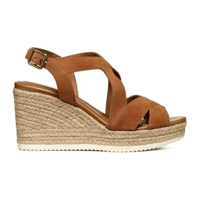 Afbeelding van Geox D Ponza Sandalen met hoge hak, Dames, Maat: 36.5, Cognac Leer