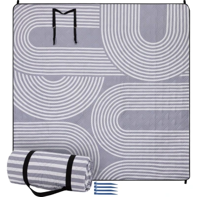 Afbeelding van JEMIDI picknickkleed waterdicht XXL 200 x cm Extra dik polyester strandlaken Picknickdeken met Oxford stof Picknick kleed streep print