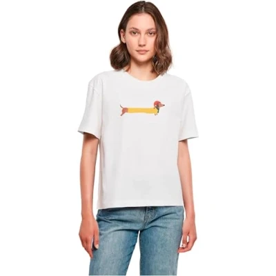 Afbeelding van Merchcode Christmas DOG Tshirt print, Dames, Maat: Medium, White