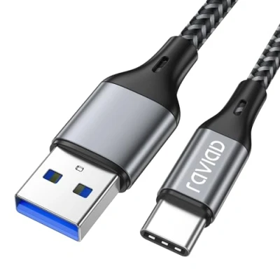 Afbeelding van USB C kabel, RAVIAD 3.0 Type kabel [10ft/3m] nylon gevlochten snellaadkabel voor Galaxy S10 S9 S8 A40 A70 Note 10 9, Huawei P30 P20, Google Pixel, Xperia XZ Grijs