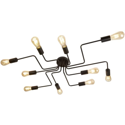 Afbeelding van Searchlight Plafondlamp Circuit Spider 10 lichts mat zwart 99210 10BK