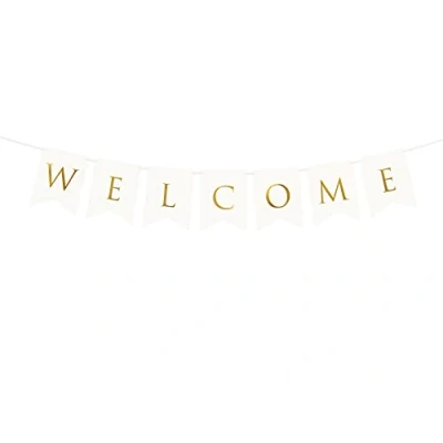 Afbeelding van Partydeco Letterslinger Welcome wit