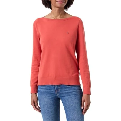 Afbeelding van Tommy Hilfiger Stitch BOAT Trui, Dames, Maat: 3XL, Terra red