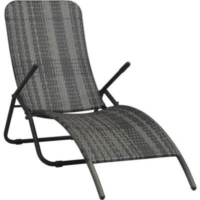 Afbeelding van Ligbed inklapbaar poly rattan grijs