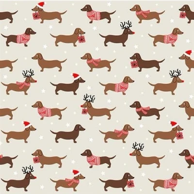 Afbeelding van 20 servetten kerstteckel hond teckel winter Kerstmis tafeldecoratie 33 x cm