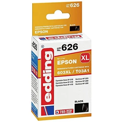 Afbeelding van Edding Inktcartridge vervangt Epson 603XL, T03A1 Compatibel Zwart EDD 626 18