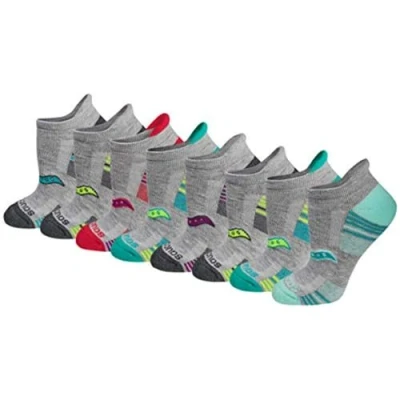 Afbeelding van Saucony Vrouwen Multi Pack Performance Heel Tab Athletic Sokken Running (Pack van 8), Grijs Assortiment (8 Paar), 36 42 EU