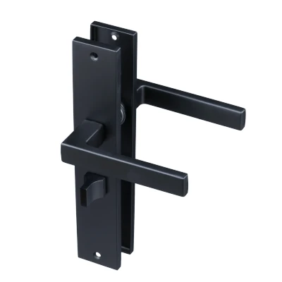 Afbeelding van Ostiumhome® Veneto Deurklink op schild met WC slot Deurbeslag 245 mm Geschikt voor binnendeuren Mat Zwart