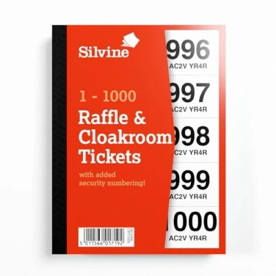 Afbeelding van Silvine Garderobe/loterij tickets, genummerd 1 1000 met beveiligingsnummering. Ref CRT1000, Single