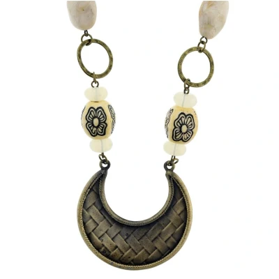 Afbeelding van Behave Lange antiek goudkleurige ketting met maan hanger