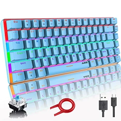 Afbeelding van Hoopond Mechanisch Toetsenbord, AK33 Rainbow LED Backlit USB kabel Gaming 82 toetsen Compact Toetsenbord met Anti Ghosting voor Gamers &amp; Typis