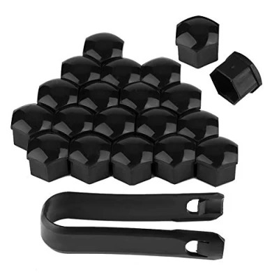 Afbeelding van Wielboutdoppen 21 mm, wielmoerdoppen mm zwart, afdekkappen wielbouten, beschermdoppen, wielmoerafdekking, anti stofstopper, afdekkap, 20 stuks,