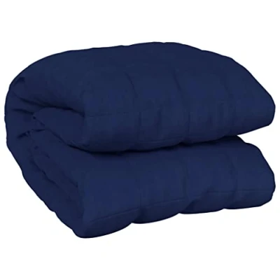Afbeelding van vidaXL Verzwaringsdeken 220x235 cm 15 kg stof blauw, deken, quilt, rustgevende beddengoed, kalmerende zware verzwaarde deken